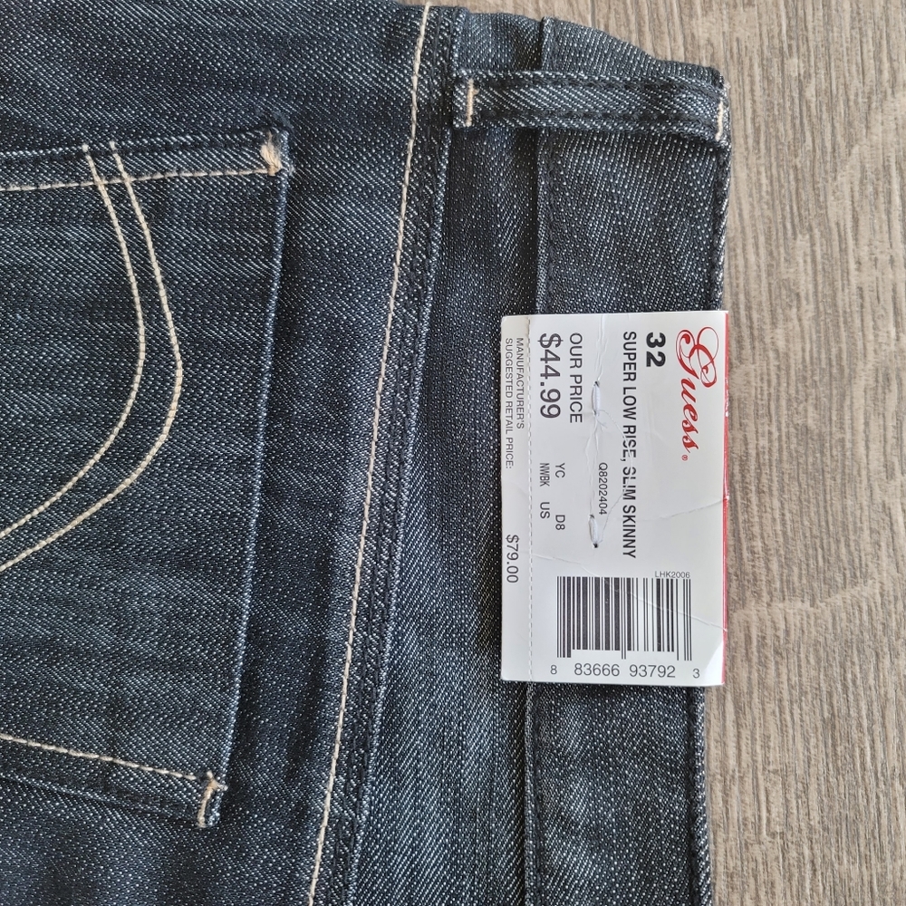 NWT Guess Jeans Women's Denim Super Low Rise, Slim Skinny Size 32 Waist - Picture 5 of 6
